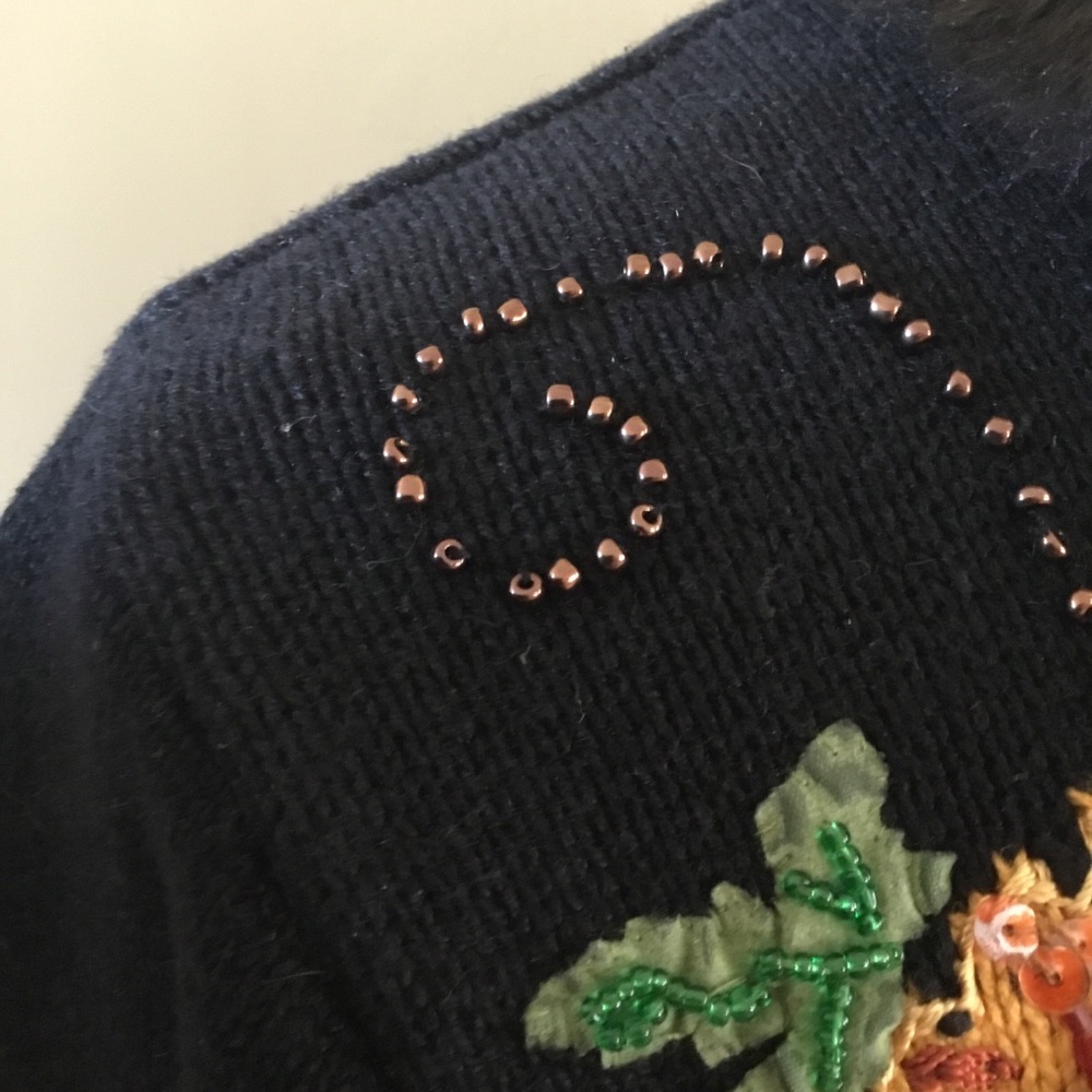 Vintage Storybook Knits Embroidered Beaded Sweater FLAWED - Picture 9 of 16